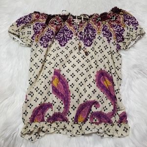 Sugar Tart Peasant Top Paisley